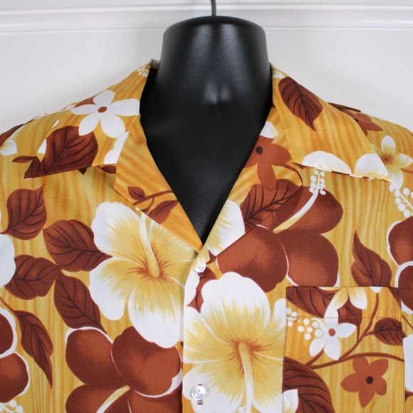 Pomare Hawaii 80s Vintage Hawaiian Aloha Camp Shirt Mens Lg Hibiscus Plumeria - Picture 3 of 9